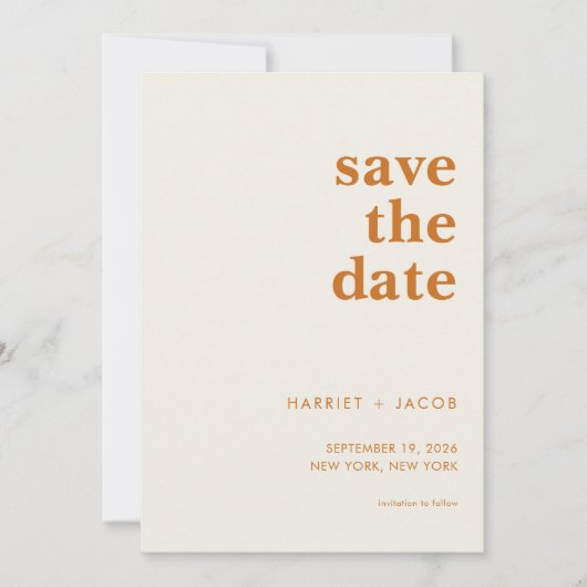 Moderne Minimalistische Hochzeit rettet das Datum Save The Date (Vorderseite)