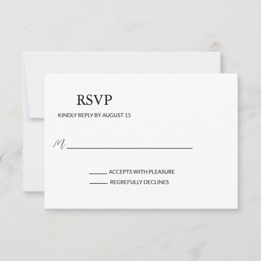 Moderne Minimalistische Hochzeit RSVP Karte (Vorderseite)