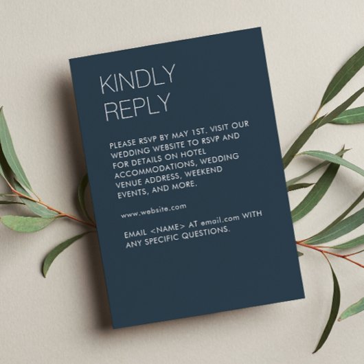 Moderne Minimalistische Hochzeit RSVP Karte