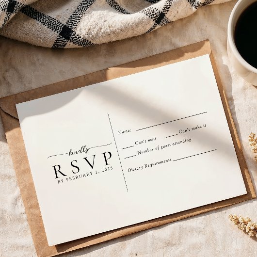 Moderne Minimalistische Hochzeit RSVP Karte