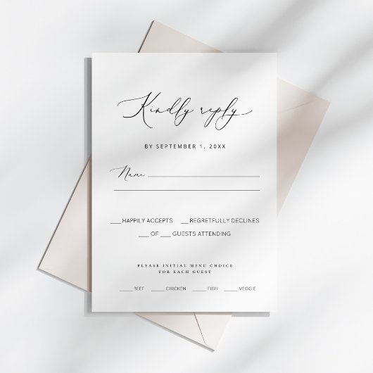 Moderne Minimalistische Hochzeit RSVP Karte