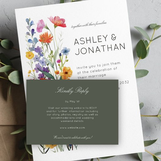Moderne Minimalistische Hochzeit RSVP Karte