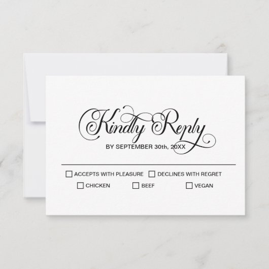 Moderne Minimalistische Hochzeit RSVP Karte (Vorderseite)