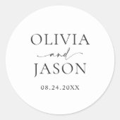 Moderne Minimalistische Hochzeit Runder Aufkleber (Vorderseite)