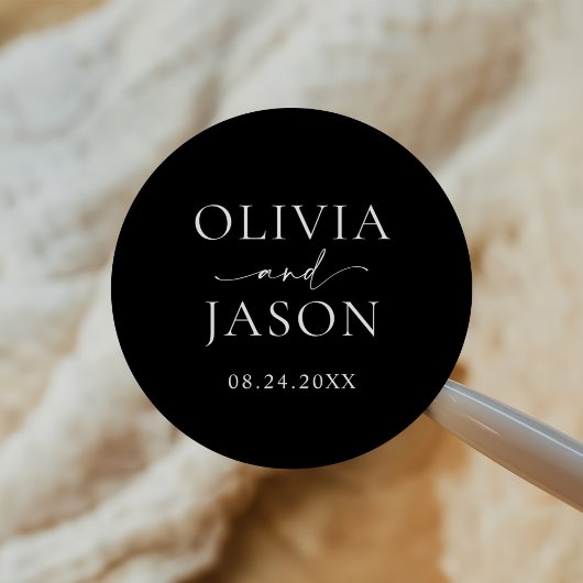 Moderne Minimalistische Hochzeit Runder Aufkleber
