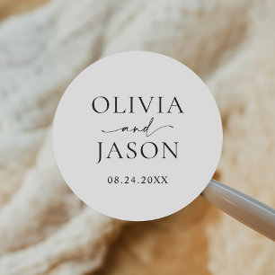 Moderne Minimalistische Hochzeit Runder Aufkleber