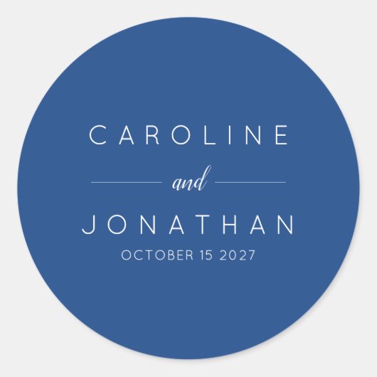 Moderne Minimalistische Hochzeit Runder Aufkleber (Vorderseite)