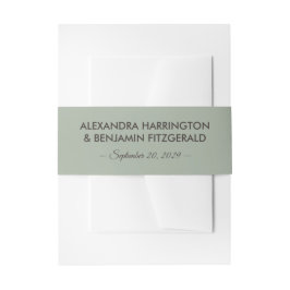 Moderne Minimalistische Hochzeit | Salbeigrün Zeit Einladungsbanderole