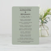Moderne Minimalistische Hochzeit | Salbeigrün Zeit Programm (Stehend Vorderseite)