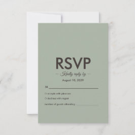 Moderne Minimalistische Hochzeit | Salbeigrün Zeit RSVP Karte