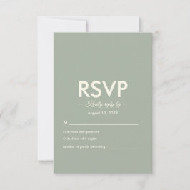 Moderne Minimalistische Hochzeit | Salbeigrün Zeit RSVP Karte