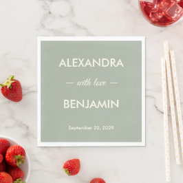Moderne Minimalistische Hochzeit | Salbeigrün Zeit Serviette