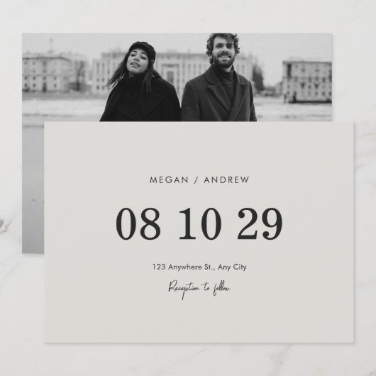 Moderne minimalistische Hochzeit Save The Date (Vorne/Hinten)