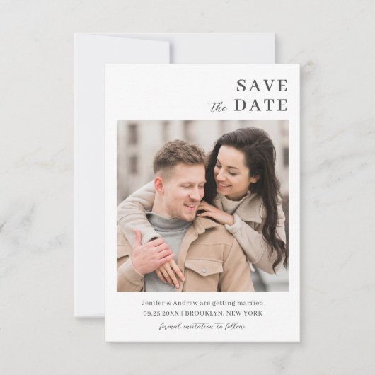 Moderne Minimalistische Hochzeit Save The Date (Vorderseite)