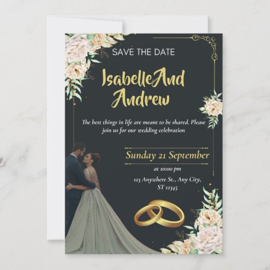 Moderne Minimalistische Hochzeit Save The Date (Vorderseite)