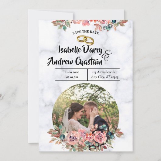 Moderne Minimalistische Hochzeit Save The Date (Vorderseite)