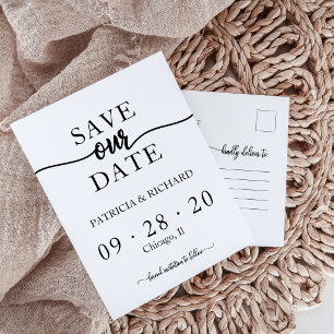 Moderne Minimalistische Hochzeit Save The Date Pos Postkarte