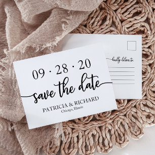 Moderne Minimalistische Hochzeit Save The Date Pos Postkarte