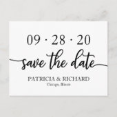 Moderne Minimalistische Hochzeit Save The Date Pos Postkarte (Vorderseite)