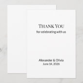 Moderne Minimalistische Hochzeit Schwarz Weiß Dank Dankeskarte (Vorne/Hinten)