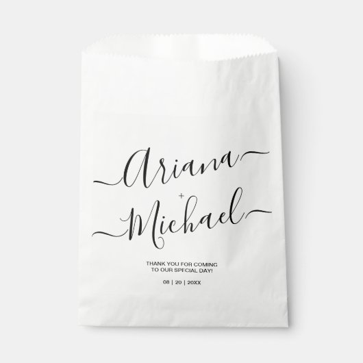 Moderne Minimalistische Hochzeit Schwarz-weiß Pers Geschenktütchen (Vorderseite)
