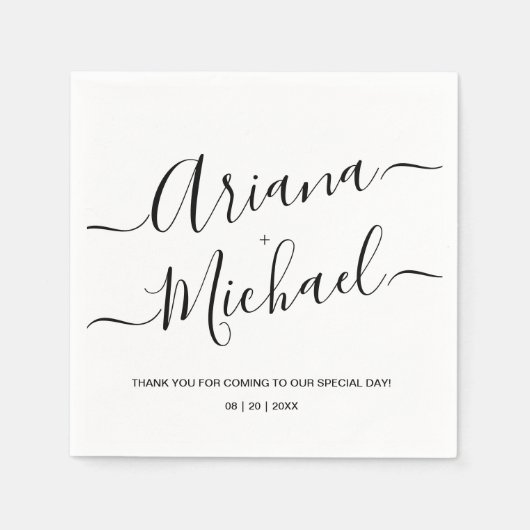 Moderne Minimalistische Hochzeit Schwarz-weiß Pers Serviette (Vorderseite)