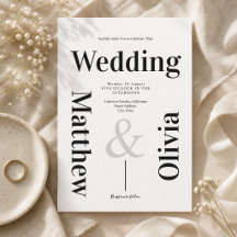 Moderne minimalistische Hochzeit Schwarz-Weiß-Typo