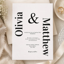 Moderne minimalistische Hochzeit Schwarz-Weiß-Typo