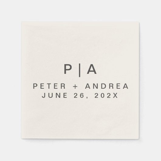 Moderne Minimalistische Hochzeit Serviette (Vorderseite)
