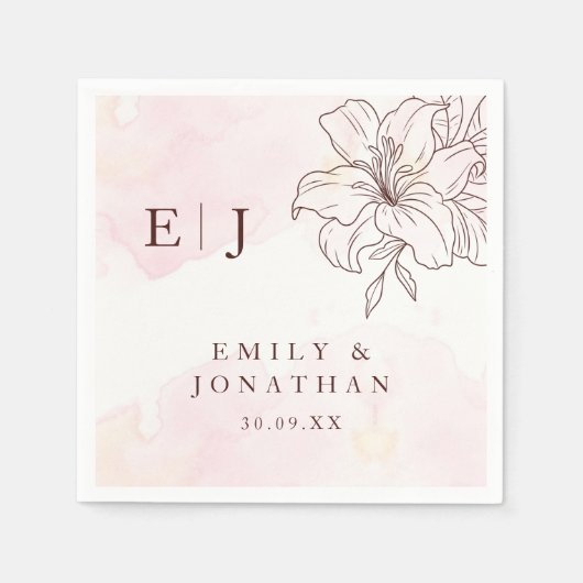 Moderne Minimalistische Hochzeit Serviette (Vorderseite)