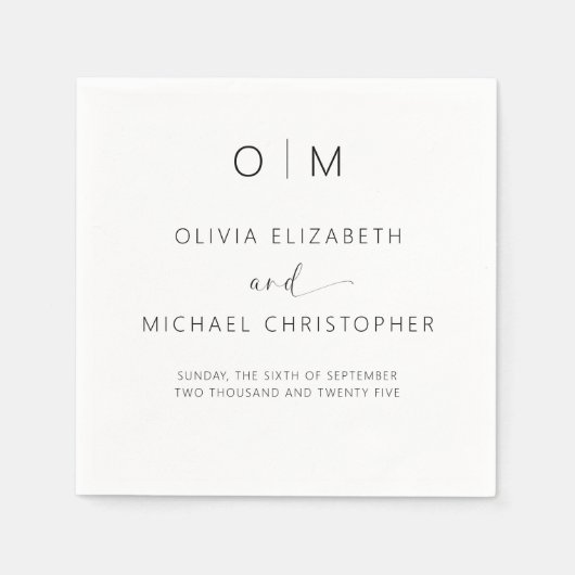 Moderne Minimalistische Hochzeit Serviette (Vorderseite)