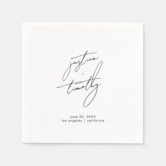 Moderne Minimalistische Hochzeit Serviette (Vorderseite)