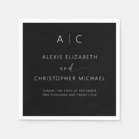 Moderne Minimalistische Hochzeit Serviette (Vorderseite)