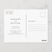 Moderne Minimalistische Hochzeit spart das Datum Postkarte (Rückseite)