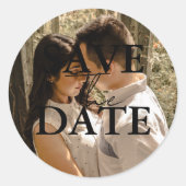 Moderne Minimalistische Hochzeit spart das Datum Runder Aufkleber (Vorderseite)