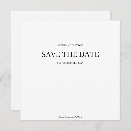Moderne Minimalistische Hochzeit spart das Datum Save The Date (Vorne/Hinten)