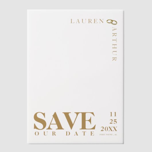 Moderne Minimalistische Hochzeit speichern das Dat Pergament Einladungen (Vorderseite)