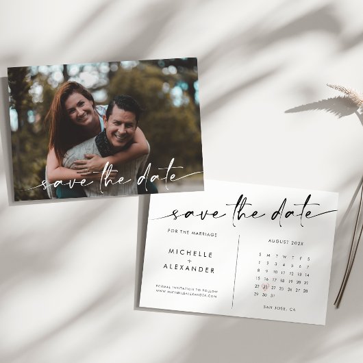 Moderne Minimalistische Hochzeit speichern die Dat Save The Date
