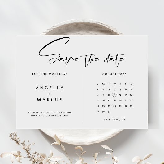 Moderne Minimalistische Hochzeit speichert die Dat Save The Date