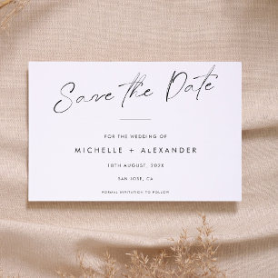 Moderne Minimalistische Hochzeit speichert die Dat Save The Date