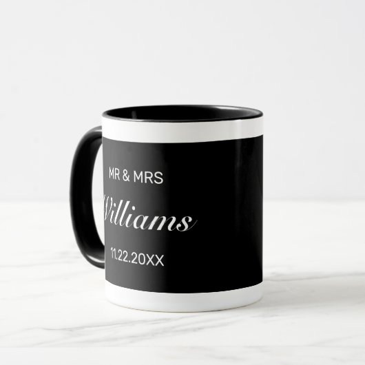 Moderne Minimalistische Hochzeit Tasse (Vorderseite Links)