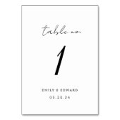 Moderne Minimalistische Hochzeit Tischnummer (Vorderseite)