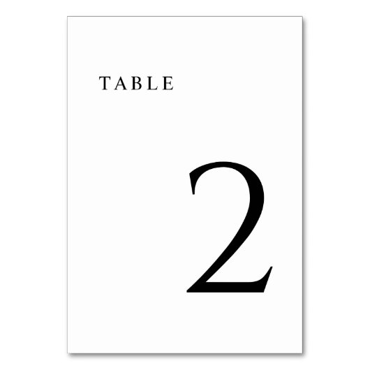Moderne Minimalistische Hochzeit Tischnummer (Vorderseite)