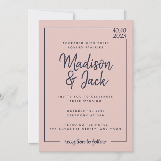 Moderne Minimalistische Hochzeit und Hochzeit der Einladung (Vorderseite)