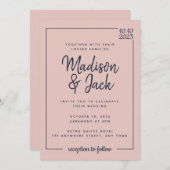 Moderne Minimalistische Hochzeit und Hochzeit der Einladung (Vorne/Hinten)