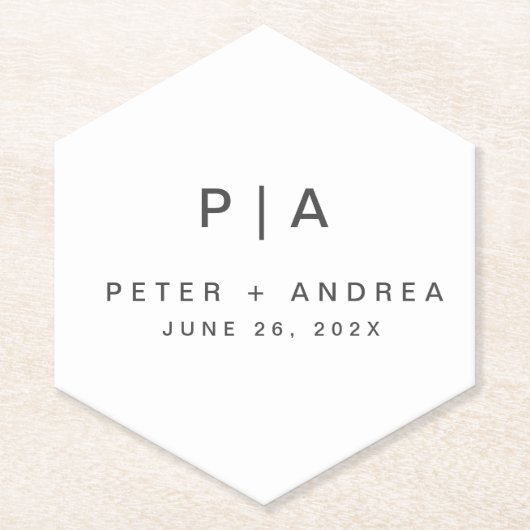 Moderne Minimalistische Hochzeit Untersetzer (Vorderseite)