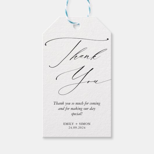 Moderne Minimalistische Hochzeit Vielen Dank für I Geschenkanhänger (Vorderseite)