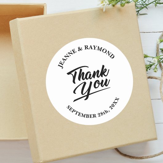 Moderne Minimalistische Hochzeit Vielen Dank Runder Aufkleber