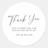 Moderne Minimalistische Hochzeit Vielen Dank Runder Aufkleber (Vorderseite)