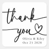 Moderne Minimalistische Hochzeit Vielen Dank Scrip Quadratischer Aufkleber (Vorderseite)